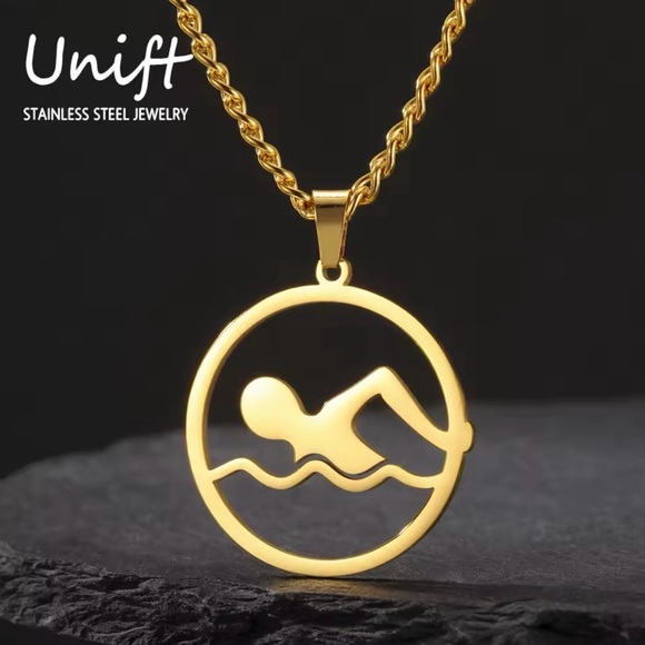 Swimming Person Necklaces for Women  or Men - Picture 1 of 5